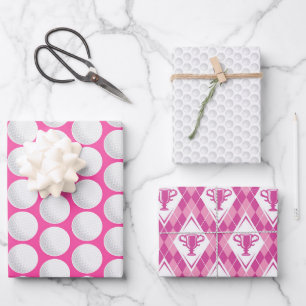 Golfen Pink Preppy Dames Golf Ball Trofee Plezier Inpakpapier Vel