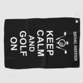 Golfen Quote Houd kalm en golf op aangepaste golfe Golfhanddoek (Horizontaal)