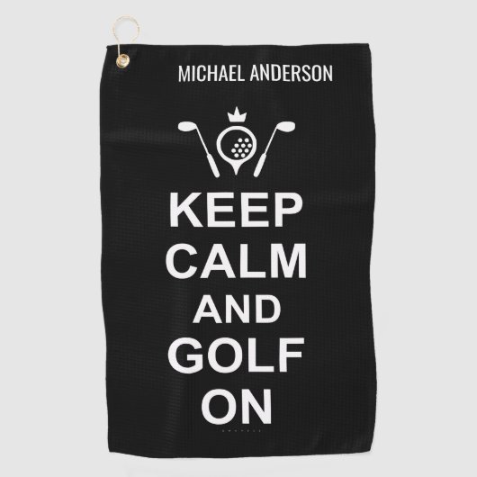 Golfen Quote Houd kalm en golf op aangepaste golfe Golfhanddoek (Voorkant)