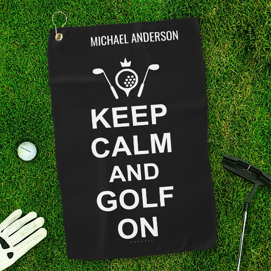 Golfen Quote Houd kalm en golf op aangepaste golfe Golfhanddoek