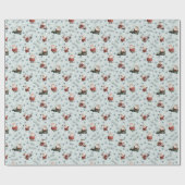 Golfen Santa op Bleke Groen Cadeaupapier (Vlak)