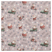 Golfen Santa op Dusty Roos Stof (Swatch)