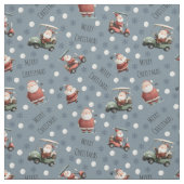 Golfen Santa op Light Slate Grey Stof (Swatch)
