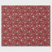 Golfen Santa op rood Cadeaupapier (Vlak)