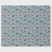 Golfen Santa op Stone Blue Cadeaupapier (Vlak)