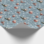 Golfen Santa op Stone Blue Cadeaupapier (Hoek)