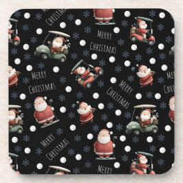 Golfen Santa op zwart Bier Onderzetter
