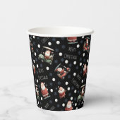 Golfen Santa op zwart Papieren Bekers (Achterkant)