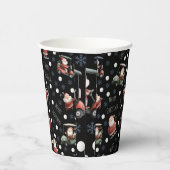 Golfen Santa op zwart Papieren Bekers (Rechts)
