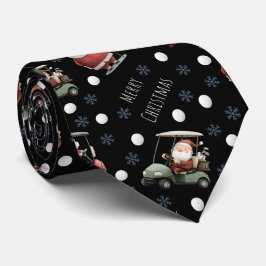 Golfen Santa op zwart Stropdas