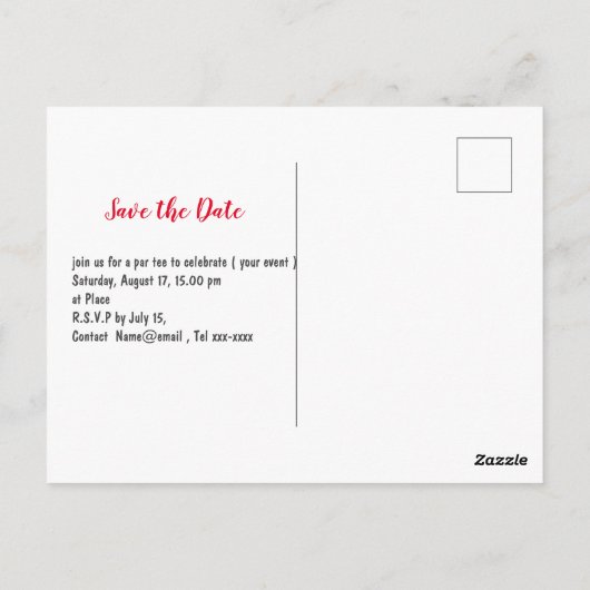 Golfen save the date met golfbal op t-shirt briefkaart (Achterkant)