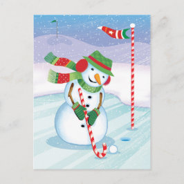 Golfen Snowman Christmas Candy Cane Club Briefkaar Feestdagenkaart