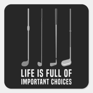 Golfend vol belangrijke keuzen Golf Vierkante Sticker