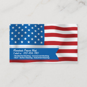 Golfende Amerikaanse Vlag Blauwe Lint Patriotische Visitekaartje