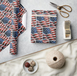 Golfende Amerikaanse vlag in impasto verf kunst Cadeaupapier
