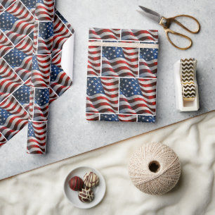 Golfende Amerikaanse vlag in impasto verf kunst Cadeaupapier