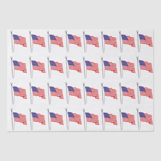 Golfende Amerikaanse vlag Tekening #1 Tissuepapier (Voorkant)