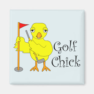 Golfende Chick Text Magneet