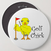 Golfende Chick Text Ronde Button 6,0 Cm (Voorkant /achterkant)