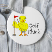 Golfende Chick Text Ronde Button 6,0 Cm (In situ)