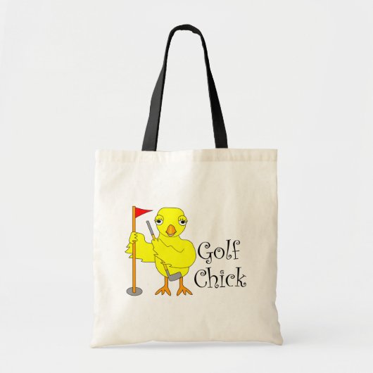 Golfende Chick Text Tote Bag (Voorkant)