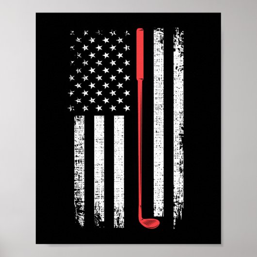 Golfende Gift for Men, American Flag Golf Club Gif Poster (Voorkant)