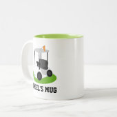 Golfende Gift Personalized Golf Cart voor Golfer Tweekleurige Koffiemok (Voorkant links)