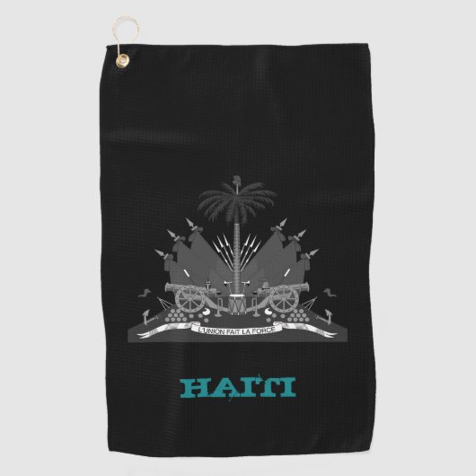 Golfende Haïti- en Haïtiaanse wapenschild/vlag Golfhanddoek (Voorkant)