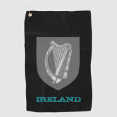 Golfende Ierse en Ierse wapenschild/vlag Golfhanddoek (Voorkant)