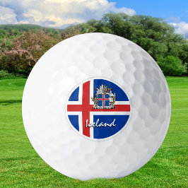 Golfende IJsland en IJslandse vlag/Golfbal Golfballen