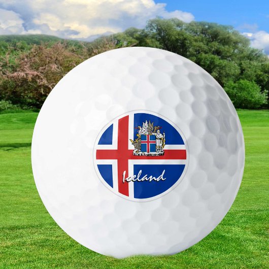 Golfende IJsland en IJslandse vlag/Golfbal Golfballen