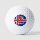 Golfende IJsland en IJslandse vlag/Golfbal Golfballen (Voorkant)
