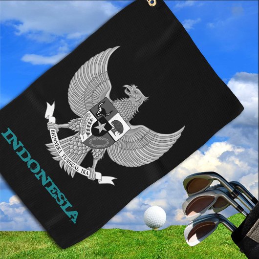 Golfende Indonesische en Indonesische wapenschild/ Golfhanddoek