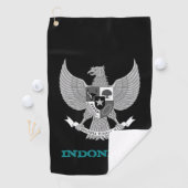 Golfende Indonesische en Indonesische wapenschild/ Golfhanddoek (Insitu)