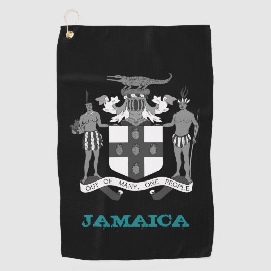 Golfende Jamaica en Jamaicaanse wapenschild/vlag Golfhanddoek (Voorkant)