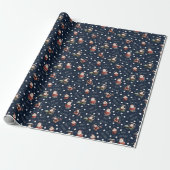 Golfende Kerstman op marineblauw Cadeaupapier (Uitgerold)
