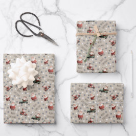 Golfende Kerstman op Vanille Inpakpapier Vel