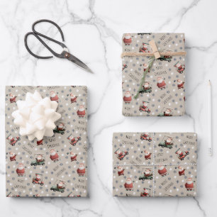 Golfende Kerstman op Vanille Inpakpapier Vel