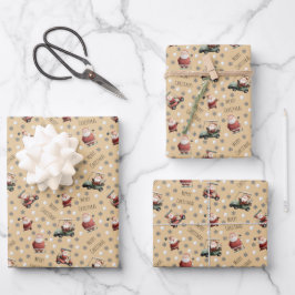Golfende Kerstman op Zand Inpakpapier Vel