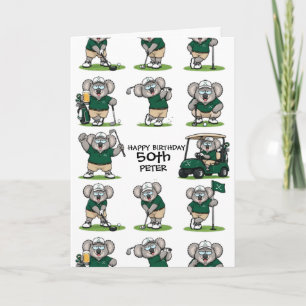 Golfende Koala-Thema Feest Kaart