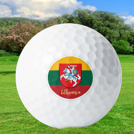 Golfende Litouwen en Litouwse vlag/Golfbal Golfballen