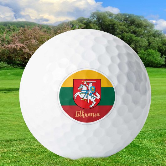 Golfende Litouwen en Litouwse vlag/Golfbal Golfballen