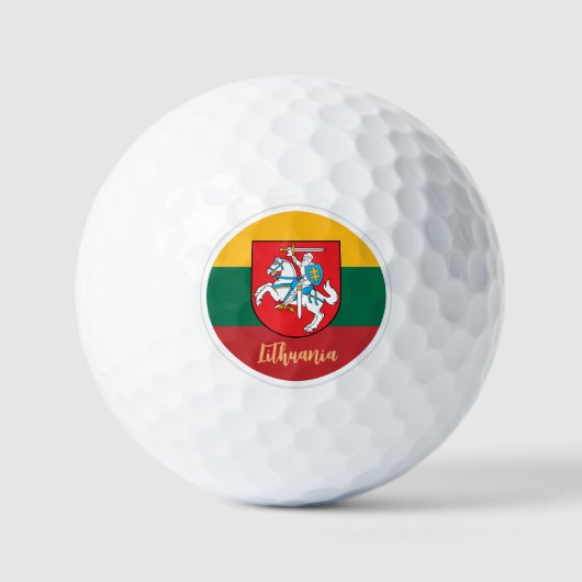 Golfende Litouwen en Litouwse vlag/Golfbal Golfballen (Voorkant)