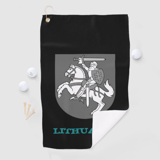 Golfende Litouwse en Litouwse wapenschild / vlag Golfhanddoek (Insitu)