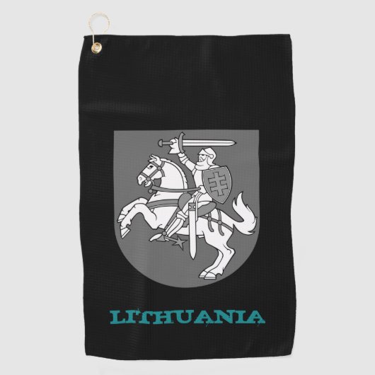 Golfende Litouwse en Litouwse wapenschild / vlag Golfhanddoek (Voorkant)
