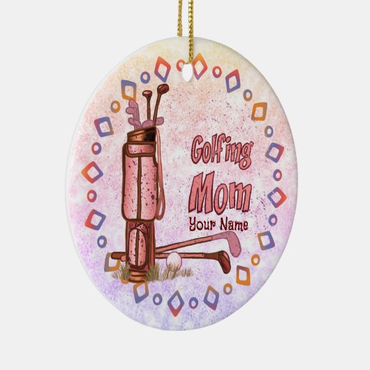 Golfende mam golf keramisch ornament (Rechts)