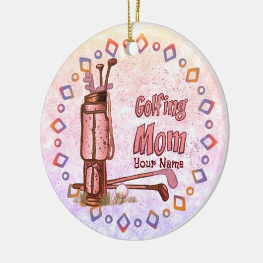 Golfende mam golf keramisch ornament (Links)