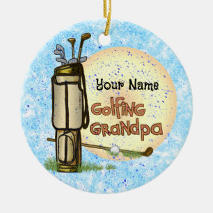 Golfende opa golf keramisch ornament