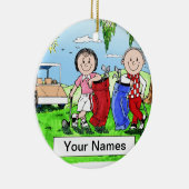 Golfende paar - persoonlijke Cartoon Gift Keramisch Ornament (Rechts)