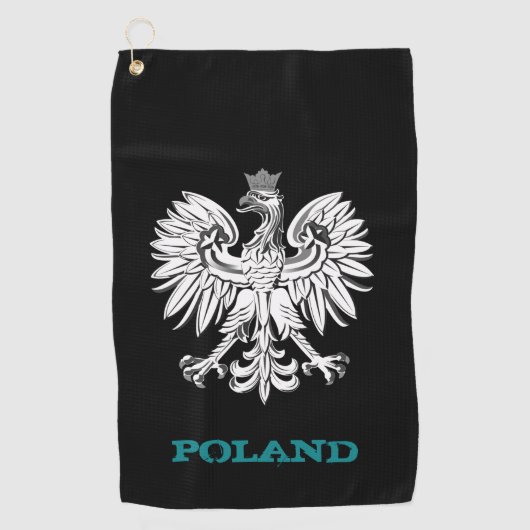 Golfende Poolse en Poolse wapenschild/vlag Golfhanddoek (Voorkant)